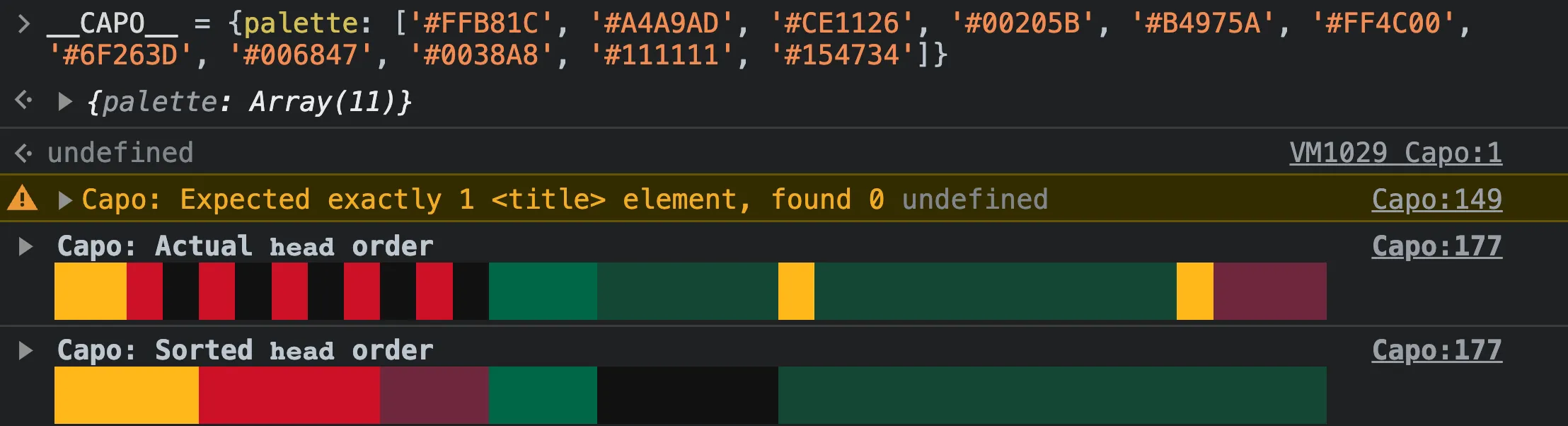 The custom color palette in use